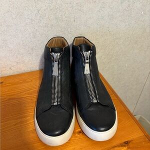 Frye Lena Zip High Top Black Leather Sneakers Womens Size 8.5